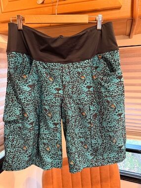 Shredly Wmns 12 Teal Leopard Print Mtb Shorts